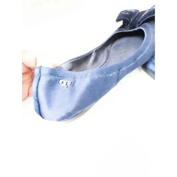 Tory Burch Velvet Bow Ballet Flats Navy Blue Size 8 Women's Shoes - Picture 5 of 7